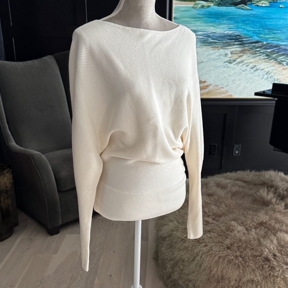 Banana Republic Off-the-Shoulder Sweater in Cream